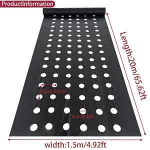 TEMU 농장용 통기성 사전 천공 잡초 방지 원단 20m - 4.92피트 폭 | 채소, 딸기 및 고가정원용 도구 없이 사용 가능, 훌륭한 선물