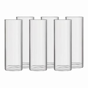 TEMU 6개/4개/2개 세트 플루티드 스퀘어 보로실리케이트 유리잔 - 트라이 사이즈 옵션 (250ml/400ml/500ml) - 클리어 하이볼 텀블러, 칵테일, 아이스 커피, 주스, 맥주용|텀블러