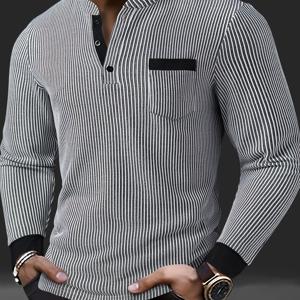 TEMU 남성용 텍스처 긴팔 캐주얼 헨리넥 셔츠, 통기성 좋은 원단으로 제작, 세탁기 사용 가능, 야외 및 사무실 데일리 웨어에 적합, 다기능 의류, 고품질 소재, 가볍고 스타일리시한 남성용