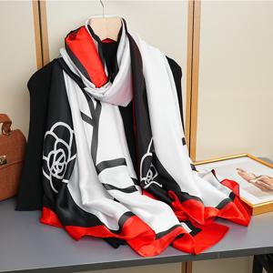 TEMU 빈티지 다용도 동백꽃 프린트 스카프. 스타일리시한 숄로도 사용 가능하며, 야외의 우아함과 로맨스를 완벽하게 연출합니다. 외출 및 여행에 적합하며, 머리 스카프, 헤어밴드 또는 헤어밴드로 사용할 수 있어 이상적인 액세서리입니다.