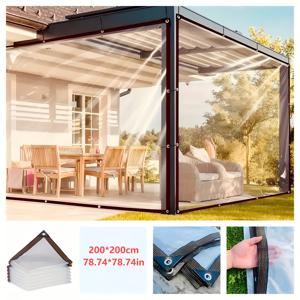 TEMU 내구성 강화 투명 PVC 캐노피 - 강화 가장자리 & 금속 고리 포함 - 차량, 온실, 파티오, 캠핑용 야외 방수 지붕 커버, 설치 가능
