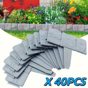 TEMU 40개 세트 헤비듀티 플라스틱 정원 펜스 패널 - 인터로킹 그레이 잔디 & 채소밭 울타리, 지면 스테이크로 쉬운 조립, 꽃밭용 프라이버시 스크린, 내구성 있는 야외 파티션 펜스 (공구 불필요)