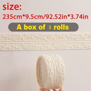 TEMU 1롤 3D 유럽 폼 몰딩 스트립 자체 접착, 벗겨서 붙이는 벽 가장자리 라인 폼 베이스보드, 벽 베이스 몰딩 스트립, 홈, 천장 코너 스키딩, 거실 코너 보호, 입체 음양 코너 라인, TV 배경 벽, 액자 테두리 DIY 장식 스티커, 충돌 방지 스키딩 자체 접착 벽지