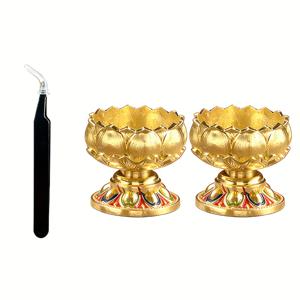 TEMU 3개 금속 연꽃 촛대 세트: 홀더 2개와 핀셋 1개 포함, 홈 , 요가, 결혼식, 디와리 및 할로윈 장식, 웨딩 센터피스, 빈티지 장식 스타일에 적합 (촛불 미포함)