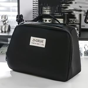 TEMU 새로운 단색 시리즈 대용량 필통, 문구류 보관 가방, 창의적인 문구 필통 및 펜 케이스, 데스크탑 보관 가방, 뷰티 가방, 화장품 및 뷰티 도구 보관 파우치, 칸막이 포함, 선물|필통