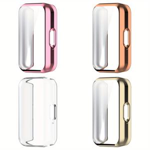 TEMU 삼성 Fit3 액정 보호 필름 케이스 TPU 전체 범퍼 커버 포함 4개입, HD 투명 스크래치 방지 스마트워치 액세서리, 스마트워치 케이스, 스트랩 포함 스마트워치 케이스