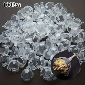 TEMU 100개 투명 플라스틱 초콜릿 볼 스탠드 | 꽃 장식 볼 스탠드 - 사탕 꽃 부케 홀더, 초콜릿 꽃, 발렌타인데이 선물 포장 & 공예용 플로럴 사탕 디스플레이 스탠드, 공예용 꽃 스탠드, 꽃 장식