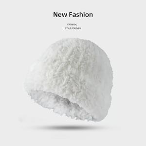 TEMU 1개, 신상 가을/겨울 대형 머리둘레 비니, 여성용 다용도 스컬 캡, 얼굴 보온 두꺼운 화이트 플러시 방한 모자, 한국 스타일 루즈핏 버킷햇, 패셔너블 다용도 보온 모자, 가을/겨울 보온 및 크리스마스 장식용