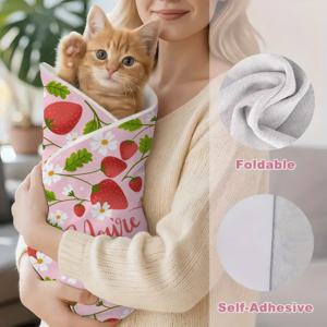 TEMU 1개 HUAJI 자가 접착 딸기 스위트하트 고양이 랩 천 - 여행, 사진, 애완동물용 재사용 가능한 귀여운 키티 젤 테이프 | 자가 접착 기능의 세탁 가능 커버 (접착제 없음)