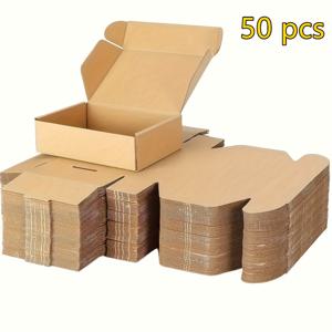 TEMU 남녀를 위한 선물 50개입 튼튼한 크라프트 종이 선물 상자 | 우아한 무지 디자인, 보석, 공예품, 소형 물품, 비즈니스 선물용 튼튼한 사각 포장 - 이커머스, 파티, 결혼식에 이상적, 내구성 있는 구조