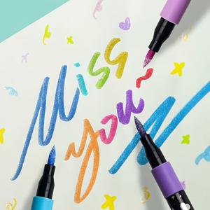 TEMU 12색 글리터 마커 (소프트 팁) - 생생한 네온 야광 잉크, 정밀한 드로잉 및 채색을 위한 가는 팁, 내구성 좋은 플라스틱 바디, 미술 프로젝트, 공예 및 사무용으로 적합, 공예용 글리터 마커, 공예 용품