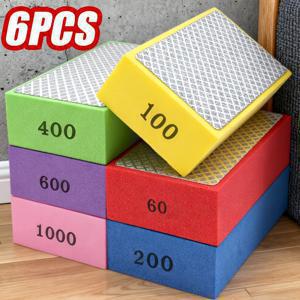 TEMU 6개 세트 핸드 폴리싱 패드, 샌딩 스펀지, 핸드헬드 폴리싱 패드, 60/100/120/200/240/400/600/1000 그릿 샌딩 블록, 타일, 유리, 돌, 대리석, 화강암, 세라믹, 금속, 습식 및 건식 연마용