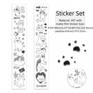 TEMU 1롤 귀여운 고양이 PET 테이프 - 발자국 & 고양이 얼굴 디자인 - 스크랩북, 다이어리, 플래너, 기기, 사무실 & 파티 장식용 - 쉽게 붙이고 떼는 접착 테이프