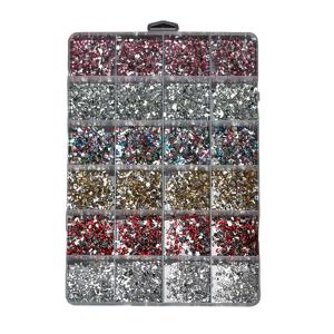 TEMU 24구획 약 6000개 스파클링 라인스톤 네일 아트 키트 - 다양한 모양의 3D 플랫백 컬러풀 네일 젬스 세트, DIY 공예, 얼굴, 의류, 액세서리, 매니큐어 장식, 글리터 네일 액센트용