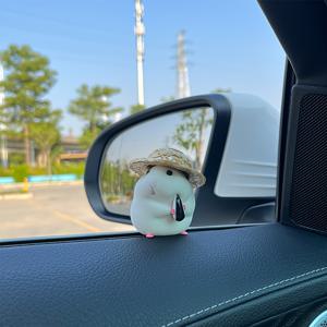 TEMU 귀여운 모자 쓴 햄스터 차량 장식, 대시보드 데코, 햄스터 피규어, 자동차 인테리어 장식, 귀여운 차량 액세서리