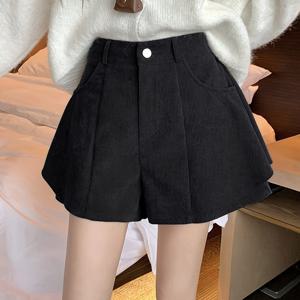 TEMU 여성용 새로운 빈티지 코듀로이 스커트 바지, 하이웨이스트 및 다용도 A라인 와이드 레그 반바지 (가을/겨울용), 캐주얼 웨어 디자인|반바지|냉장고바지|빈티지
