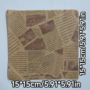 TEMU 500개입 5.91*5.91인치 갈색 프린트 방유 종이, 바베큐, 피크닉, 캠핑 바구니 라이너, 바베큐 매트, 샌드위치 포장지에 적합