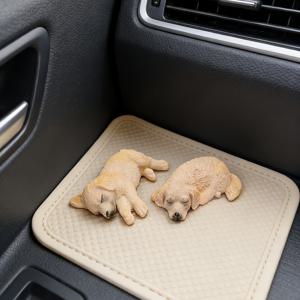 TEMU 수집용 피규어, 2개입 귀여운 미니 사실적인 골든 리트리버 수면 자세 피규어 - 차분한 자동차 대시보드 장식, 책상 또는 작업 공간 장식품, 반려동물 애호가를 위한 인테리어 장식