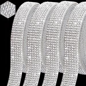 TEMU 4롤 (각 50cm) - 자가 점착 라인스톤 스티커 - 결혼식, 파티, 자동차, 휴대폰, 거울, 보석, 홈 데코에 적합 - 공예, 우아한 장식, 파티 장식, 장식 액센트