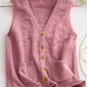 TEMU 빅사이즈 - V넥 버튼 포켓 조끼