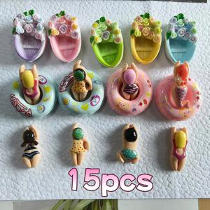 TEMU 15개 레진 미니 수영인 6가지 스타일, 5가지 꽃 보트, 수영링 4개, 광택 수영인 창의적인 레진 참, 휴대폰 케이스 재료 패키지, 핸드메이드 헤어 장식, 브로치 장식, DIY 레진 장식 재료