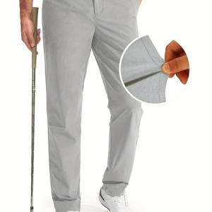 TEMU 남성용 우아한 가을/겨울 골프 캐주얼 바지, 사계절 탄성 아웃도어 스포츠 롱 트라우저, 신축성 있는 실리콘 허리 밴드 특징, 데일리 업무 및 외출에 적합. 원단은 빠른 건조 속도와 편안함을 제공합니다.|여름바지