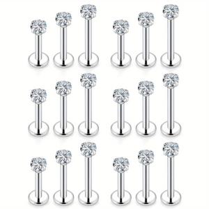 TEMU 18개 16G 립 링 스테인리스 스틸 래브렛 주얼리 입술 피어싱 네일 연골 트라거스 헬릭스 귀걸이 스터드 메두사 피어싱 주얼리 여성 남성용 6mm 8mm 10mm