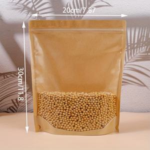 TEMU 100개 브라운 크래프트 지퍼 가방 - 얼룩 및 방수, 스파이스, 차, 캔디 등에 사용할 수 있는 재사용 가능한 플라스틱 식품 보관 가방, 주방 필수품|재사용 가능한 지퍼 가방| 얼룩 방지 가방|방수가방