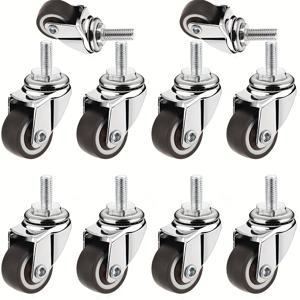 TEMU 10개 조용한 회전 고무 바퀴 - 1인치, M6x15mm 나사산 미니 가구 캐스터, 90파운드 하중, 합성 고무 재질, 조리대, 테이블, 캐비닛용, 내구성 있고 조용한 롤링, 가정 및 사무실 사용에 이상적