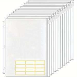 TEMU 12개입 지퍼 바인더 포켓 3홀 링 파일, 투명 PVC 서류 보관 파우치 - 사무실/학교용 문서 정리 가방, 백투스쿨 필링 용품|포카바인더