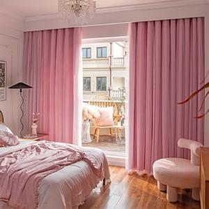 TEMU 1개 모던 핑크 단열 커튼, 침실용 그로멧 탑 윈도우 패널 + 쉬어 오버레이 패널, 차광 기능, 세탁기 사용 가능