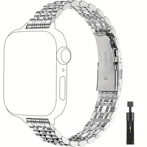 TEMU 투톤 스테인리스 스틸 팔찌, 38mm, 40mm, 41mm, S10, 42mm, 44mm, 45mm, 46mm, 49mm (10/9/8/7/6/5/4/3/2/1/Se/Se2 시리즈) 아이 시리즈 시계에 적합, 고급스러운 여성 시계 밴드|팔찌|스마트워치