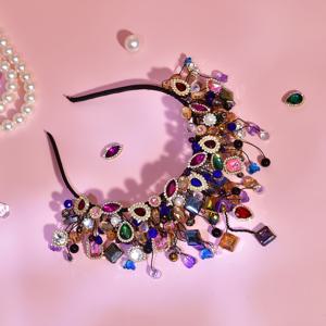 TEMU 우아하고 독특한 컬러풀 크라운 헤어 액세서리, 바로크 라인스톤 티아라 특징, 공연 및 파티에서 업스타일 헤어에 완벽, 신부에게 이상적