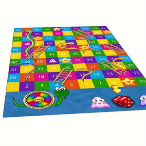 TEMU 1개 스네이크 앤 랜더 게임 매트 - 숫자가 있는 사다리, 뱀 & 사다리 디자인의 대형 직사각형 보드 게임 카펫, 녹색, 노란색, 빨간색, 보라색, 주황색 - 실내/외 사용을 위한 내구성 있는 폴리에스터, 거실, 침실, 사무실