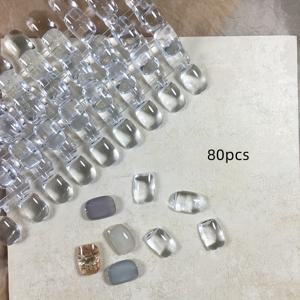 TEMU 80개 캔디 모양 네일 아트 컬러 디스플레이 카드, 평면 솔리드 네일 비니 카드, 네일 폴리쉬를 쉽게 발라주는 카드, 네일 페인팅 기술 연습 및 마무리 스타일을 선보이는 데 이상적