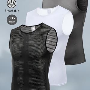 TEMU 3개 세트 남성용 사이클링 베이스 레이어 퀵 드라이 민소매 언더셔츠, 자전거용 통기성 스포츠 조끼