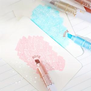TEMU 6개 듀얼 팁 글리터 하이라이터 세트, 파스텔 글리터 펜, 학습 노트, 스크랩북, 학용품에 적합 - 밝은 듀얼 컬러 가는 마커, 신학기 필수품, 귀여운 문구 선물