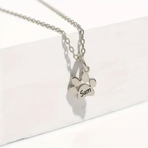 TEMU 개인 맞춤 애완 동물 발자국 목걸이, 고양이와 강아지용 간편하고 스타일리시한 스테인리스 스틸 목걸이, 애완 동물 추모 선물, 목걸이, 여성 애완 동물 애호가를 위한 주얼리