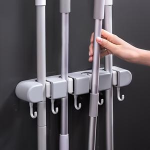 TEMU 1팩 무드릴 걸이 걸이, 다기능 걸이 클립, 벽걸이형 걸레 및 빗자루 정리대, 강력 접착제, 욕실 및 주방용 플라스틱 보관대, 공간 절약형 디자인, 탄성 실리콘 클립 및 헤비듀티 도구 걸이
