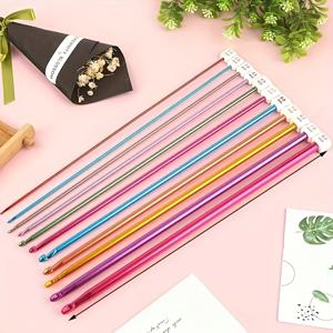 TEMU 롱 크로셰 훅 세트, 11개의 튀니지 크로셰 훅, 아프간 크로셰 훅, 2mm 폭 - 8mm 길이, 초보자를 위한 완벽한 크로셰 뜨개질 도구 세트