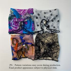 TEMU 4개 세트 우아한 여성용 스카프, 식물 패턴 네트 헤드스카프, 탄력 있는 목 커버리지, 주말 장식 스카프, 손세탁 가능 - 다양한 색상, 어머니의 날 선물로 완벽