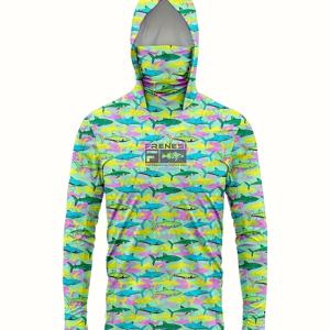 TEMU 남성용 마스크 후드 스웨트셔츠 - 긴소매, 신축성 있는 원단, 캐주얼 및 낚시룩에 적합, 세탁기 사용 가능.