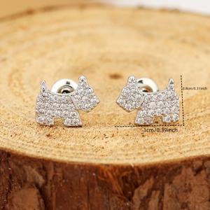 TEMU 1쌍 (쌍) 루오 먼지통 아이씨프리 강아지 귀걸이 남성 & 여성용 - 큐빅 합성 큐빅 지르코니아가 있는 귀여운 강아지 스터드, 웨딩/파티/데일리 웨어, 웨딩 페이버, 부활절/어머니날 선물, 연중 동물 테마 (금속 알레르기 걱정 없음)