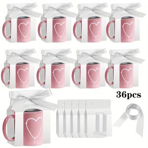 TEMU 그녀/남자를 위한 선물 36개입 - 화이트 머그 선물 상자, 리본이 달린 빈 상자, 11-12Oz 머그 - 선물 또는 머그 포장에 이상적