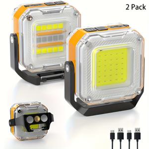 TEMU COB 라이트와 마그네틱 베이스가 특징인 휴대용 충전식 작업등 2개 세트입니다. 8가지 다양한 조명 모드를 제공합니다. 이 휴대용 LED 키체인 라이트는 매우 밝고 야외 캠핑용으로 설계되었습니다.