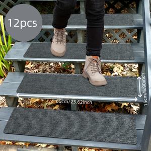 TEMU 4/6/8/12개 팩 야외 계단 매트, 미끄럼 방지 실내/외 계단 러그, 방수 접착 테이프 (나무 계단용) - 미끄럼 방지 계단 매트 - 미끄럼 방지 스트립