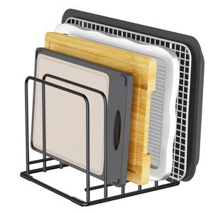 TEMU 1개 주방 캐비닛 정리대, 다기능 스토리지 랙 (도마, 팬, 베이킹 시트용), 5단 스틸 조리기구 랙, 공간 절약형 카운터탑 또는 주방용품 보관대