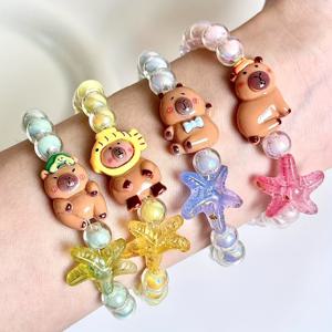 TEMU 4개 귀여운 카피바라 팔찌 세트, 만화 동물 디자인, 독특한 휴일 및 생일 선물로 완벽, 십 대를 위한 선물