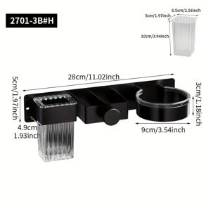 TEMU 1개 무드릴 벽걸이 헤어 도구 홀더 - 모던 아이언 스토리지 랙, 헤어 드라이어 & 스트레이트너 & 컬링 아이론 정리용 튜브 포함 - 공간 절약형 욕실 및 침실 수납 선반, 슬림한 디자인, 접착식 부착, 플로팅 쉐ルフ