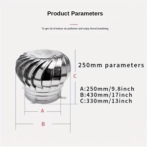 TEMU 250mm-450mm 비전동 스테인리스 스틸 지붕 통풍 회전 볼, 풍력 배기 냉각 후드, 공장 지붕에 적합한 저비용 통풍 장치